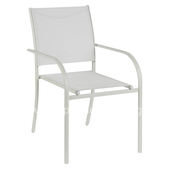 OUTDOOR ARMCHAIR REDAN HM5976.02 WHITE METAL-WHITE TEXTILENE 56x60x88Hcm.