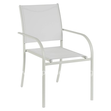 OUTDOOR ARMCHAIR REDAN HM5976.02 WHITE METAL-WHITE TEXTILENE 56x60x88Hcm.