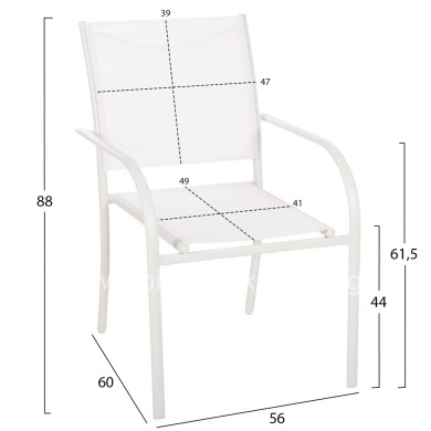 OUTDOOR ARMCHAIR REDAN HM5976.02 WHITE METAL-WHITE TEXTILENE 56x60x88Hcm.