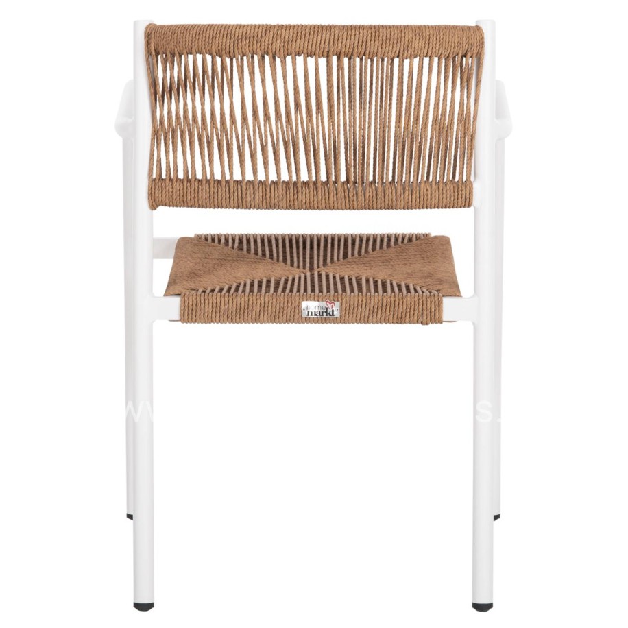 ALUMINUM ARMCHAIR STER HM5786.11 WHITE-SYNTHETIC RATTAN IN BEIGE 55,5x53x78Hcm.
