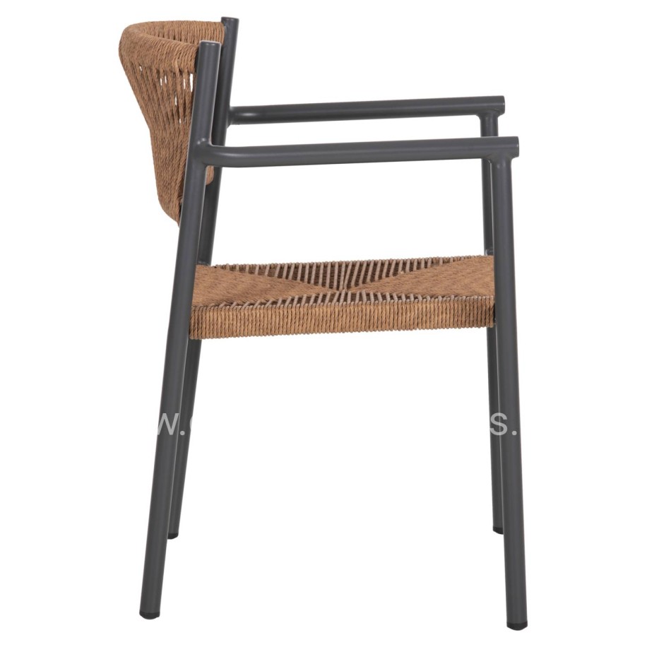 ALUMINUM ARMCHAIR STER HM5786.12 ANTHRACITE-SYNTHETIC RATTAN IN BEIGE 55,5x53x78Hcm.