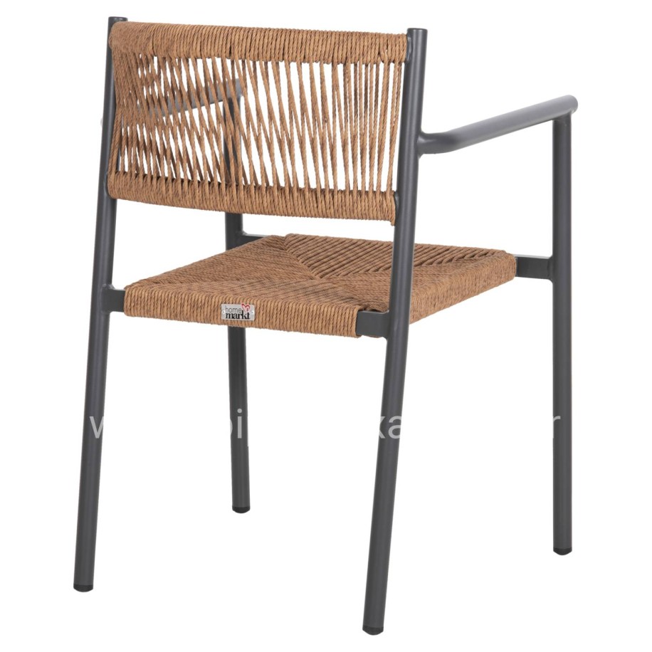 ALUMINUM ARMCHAIR STER HM5786.12 ANTHRACITE-SYNTHETIC RATTAN IN BEIGE 55,5x53x78Hcm.