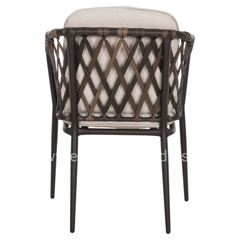 ALUMINUM ARMCHAIR BOLLY HM6080 BROWN FRAME-SYNTHETIC RATTAN IN BROWN-BEIGE CUSHIONS 58,5x67x86Hcm.