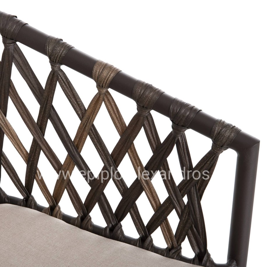 ALUMINUM ARMCHAIR BOLLY HM6080 BROWN FRAME-SYNTHETIC RATTAN IN BROWN-BEIGE CUSHIONS 58,5x67x86Hcm.