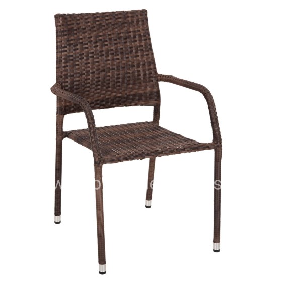 ARMCHAIR OUTDOOR MORNER HM6074.01 METAL-BROWN WICKER 55x58x87H