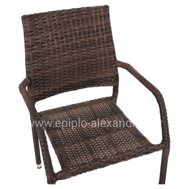 ARMCHAIR OUTDOOR MORNER HM6074.01 METAL-BROWN WICKER 55x58x87H