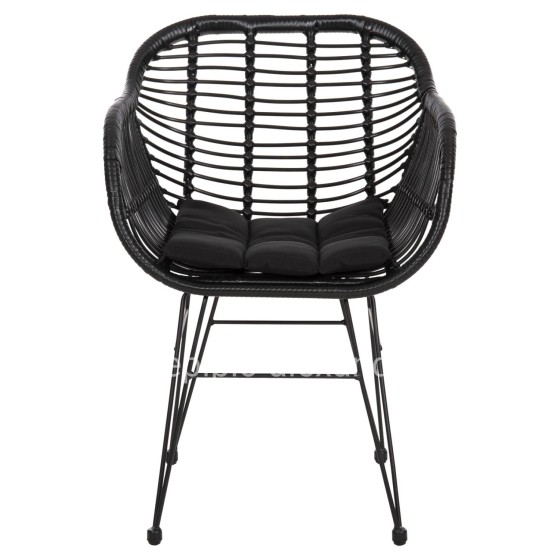 ΠΟΛΥΘΡΟΝΑ ΜΕ ΜΑΞΙΛΑΡΙ ΜΕΤΑΛΛΙΚΗ ALLEGRA HM5450.32 ΜΕ WICKER ΜΑΥΡΟ 58x59x82Υεκ.