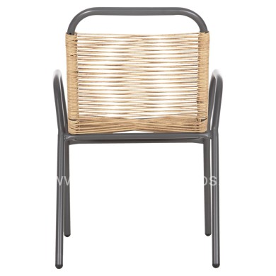 OUTDOOR ARMCHAIR AVRIL HM5968.02 METAL IN GREY-SYNTHETIC RATTAN IN NATURAL 54.5x56x78H