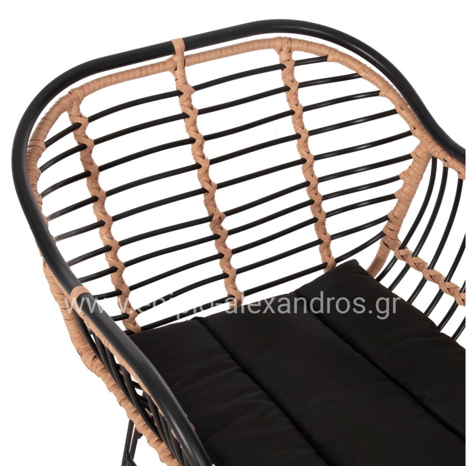 ΠΟΛΥΘΡΟΝΑ ALLEGRA HM5663.11 ΜΕΤΑΛ.ΣΚΕΛΕΤΟΣ-P.E.RATTAN ΜΠΕΖ-ΜΑΥΡΟ 58x59x81Υεκ