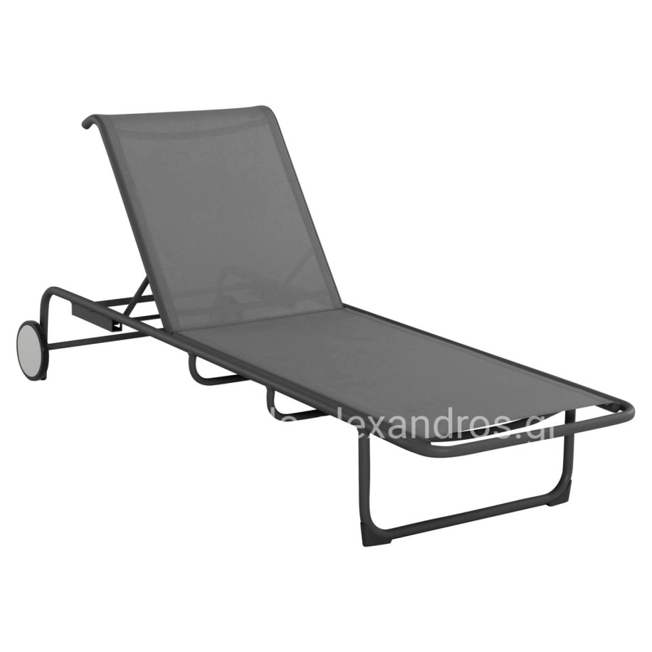 ALUMINUM SUNBED RIBEN WITH TESLIN FABRIC & WHEELS HM6293.01 GREY COLOR 210x78x91Hcm.