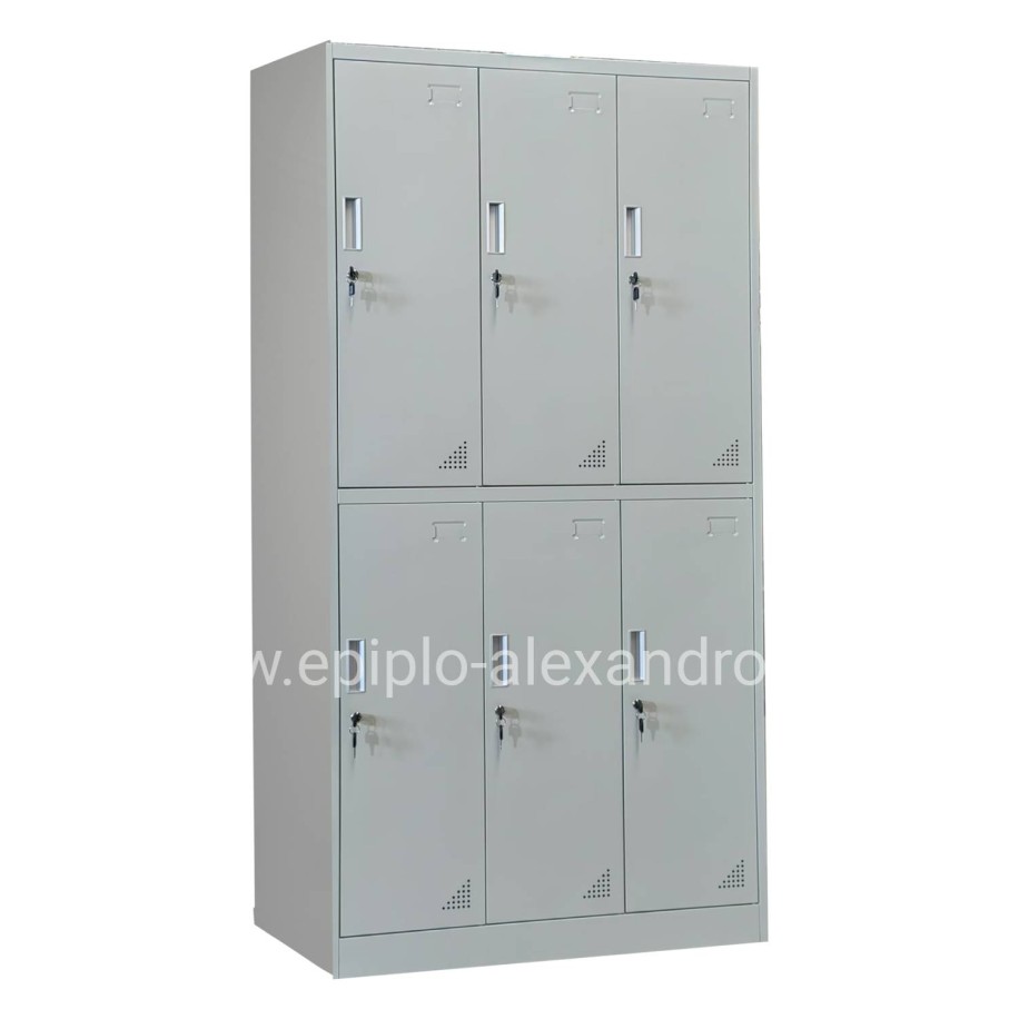 LOCKER METALLIC BRAILA HM5546.11 6 CABINETS WITH KEY LOCKS IN LIGHT GREY 90x45x185Hcm.