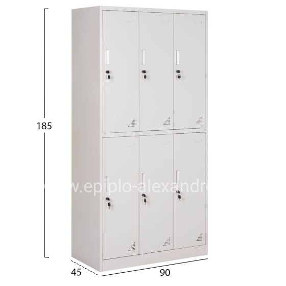 ΦΟΡΙΑΜΟΣ ΜΕΤΑΛΛΙΚΟΣ BRAILA HM5546.11 6 ΝΤΟΥΛΑΠΑΚΙΑ ΜΕ ΚΛΕΙΔΑΡΙΕΣ-ΓΚΡΙ 90x45x185Υεκ.