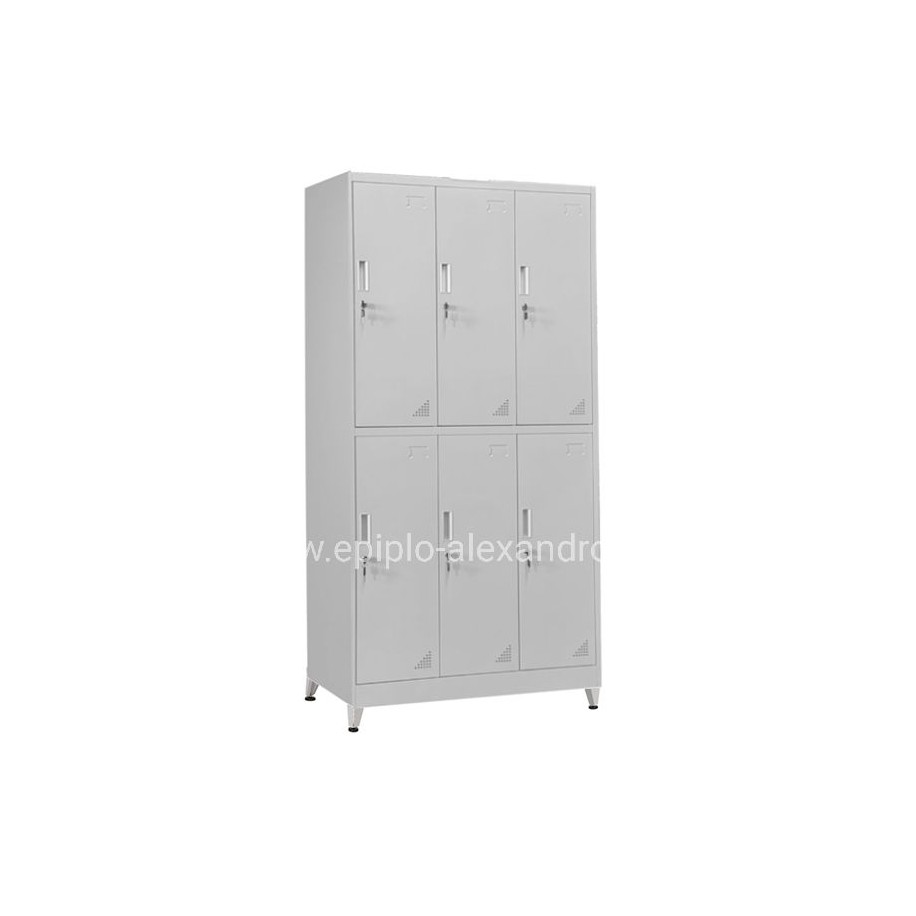 LOCKER METALLIC WITH LEGS BRAILA HM21102 6 CABINETS WITH KEY LOCKS IN LIGHT GREY 90x45x195Hcm.