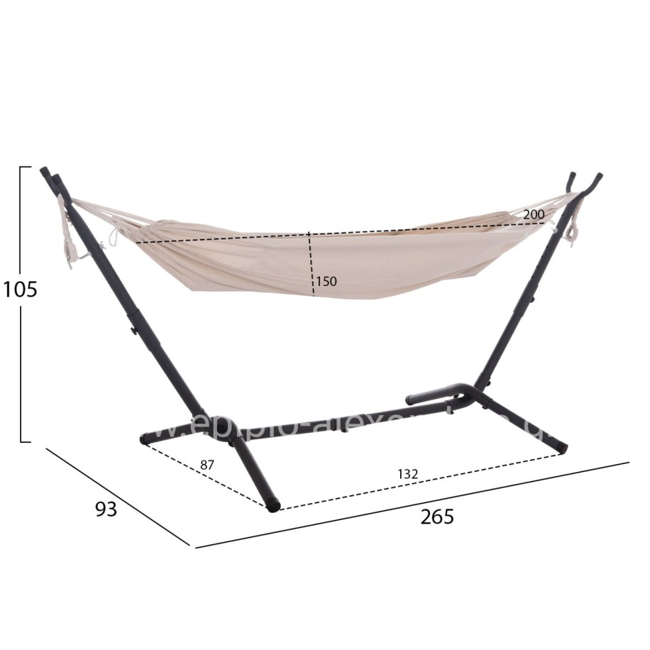 HAMMOCK CRAVE HM6304.02 ANTHRACITE METAL FRAME-BEIGE FABRIC 265x93x105Hcm.