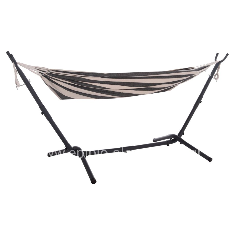 HAMMOCK CRAVE HM6304.03 ANTHRACITE METAL FRAME-BLUE FABRIC WITH WHITE STRIPES 265x93x105Hcm.