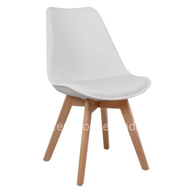 Chair Vegas HM0033.01-wooden legs-white seat-47x56,6x82Υ cm