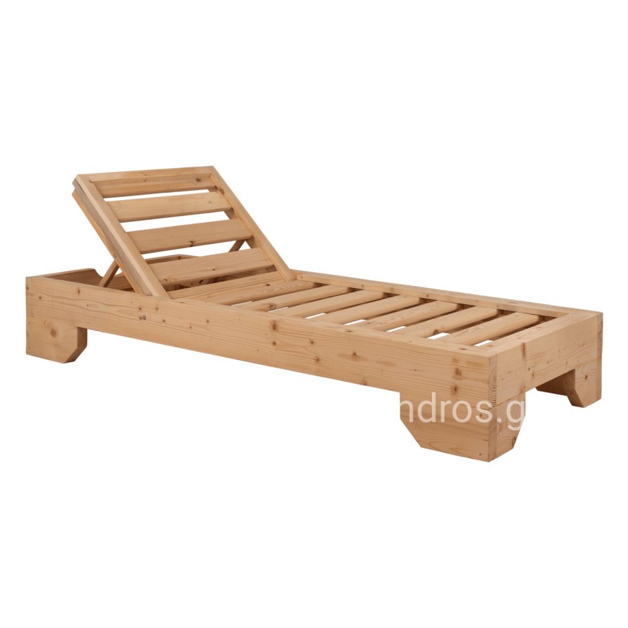 Sunbed Wooden Heavy Duty Macedonia HM5646.03 Natural Impregnation 204x77.5x29cm