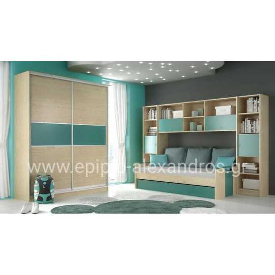 Παιδική Κουκέτα Αμοργός 5 Ξύλο Μελαμίνη Δρυς Λάκα