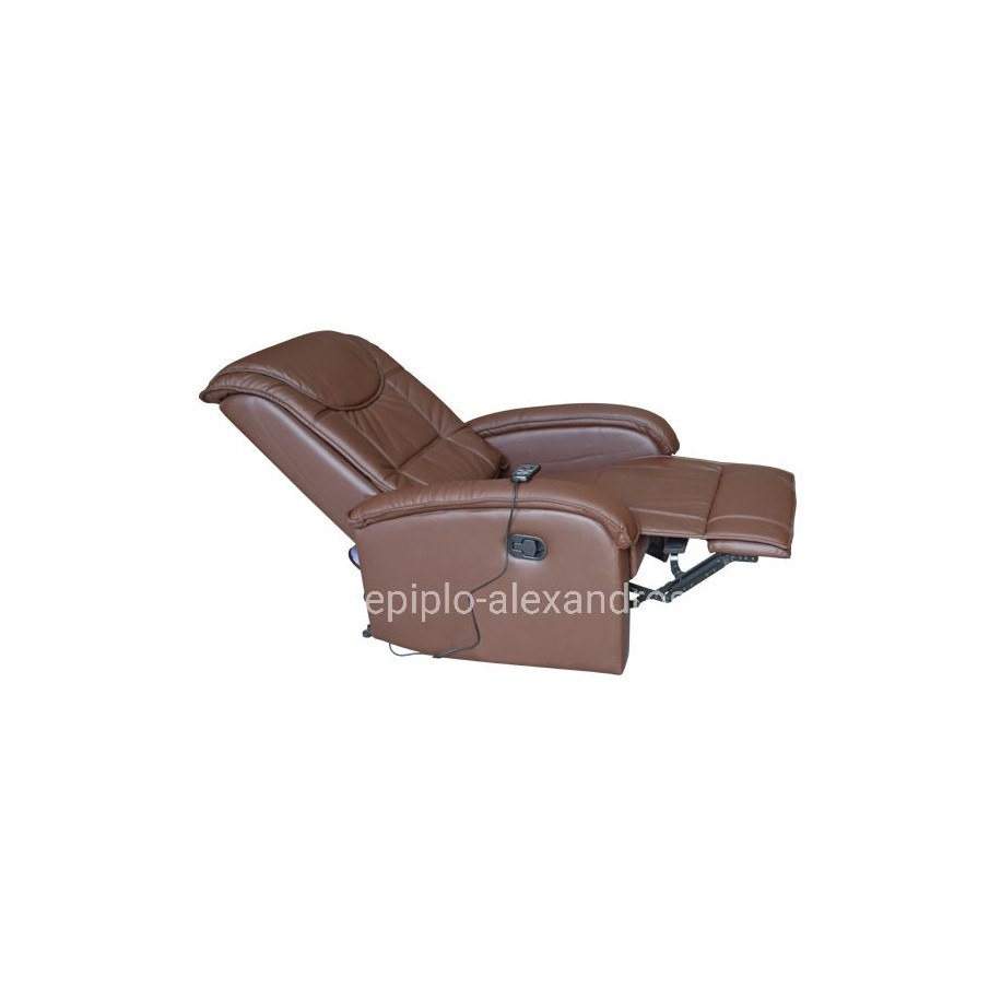 ΠΟΛΥΘΡΟΝΑ RELAX ΜΕ ΜΗΧΑΝΙΣΜΟ MASSAGE ROCCA HM0026.03 PU ΚΑΦΕ ΣΚΟΥΡΟ 80x96x97 εκ.