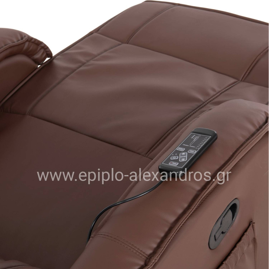 ΠΟΛΥΘΡΟΝΑ RELAX ΜΕ ΜΗΧΑΝΙΣΜΟ MASSAGE ROCCA HM0026.03 PU ΚΑΦΕ ΣΚΟΥΡΟ 80x96x97 εκ.