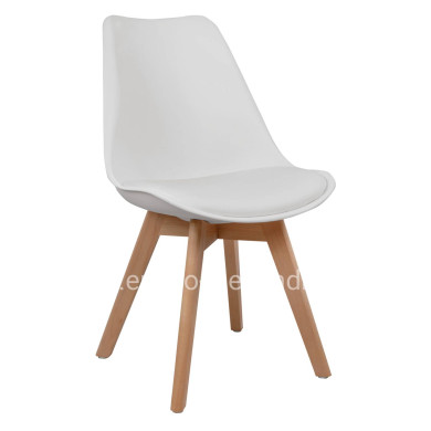 Chair Vegas HM0033.01-wooden legs-white seat-47x56,6x82Υ cm