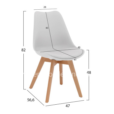 Chair Vegas HM0033.01-wooden legs-white seat-47x56,6x82Υ cm