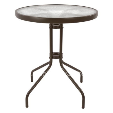 ΤΡΑΠΕΖΙ LIMA Φ60x70Υεκ. ΚΑΦΕ ΜΕΤΑΛΛΙΚΟ ΜΕ ΓΥΑΛΙΝΗ ΕΠΙΦΑΝΕΙΑ HM5079.02