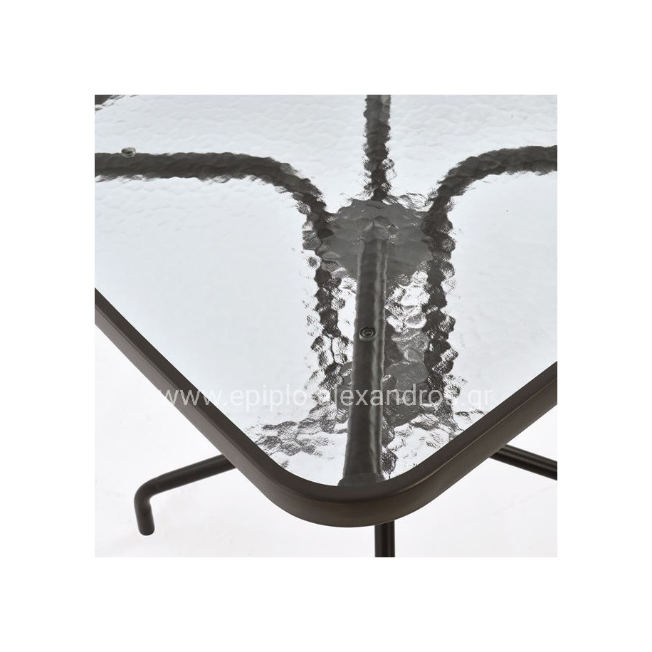 ΤΡΑΠΕΖΙ FIGO 60Χ60Χ72Υεκ. ΜΕΤΑΛΛΙΚΟ ΚΑΦΕ ΜΕ ΓΥΑΛΙΝΗ ΕΠΙΦΑΝΕΙΑ HM5035.02