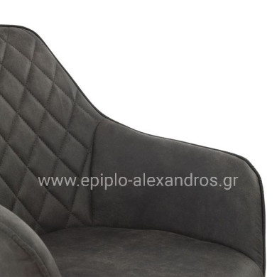 ΠΟΛΥΘΡΟΝΑ MANDO HM8006.10 ΜΕ ΓΚΡΙ NUBUCK ΥΦΑΣΜΑ 60x60x84 εκ.