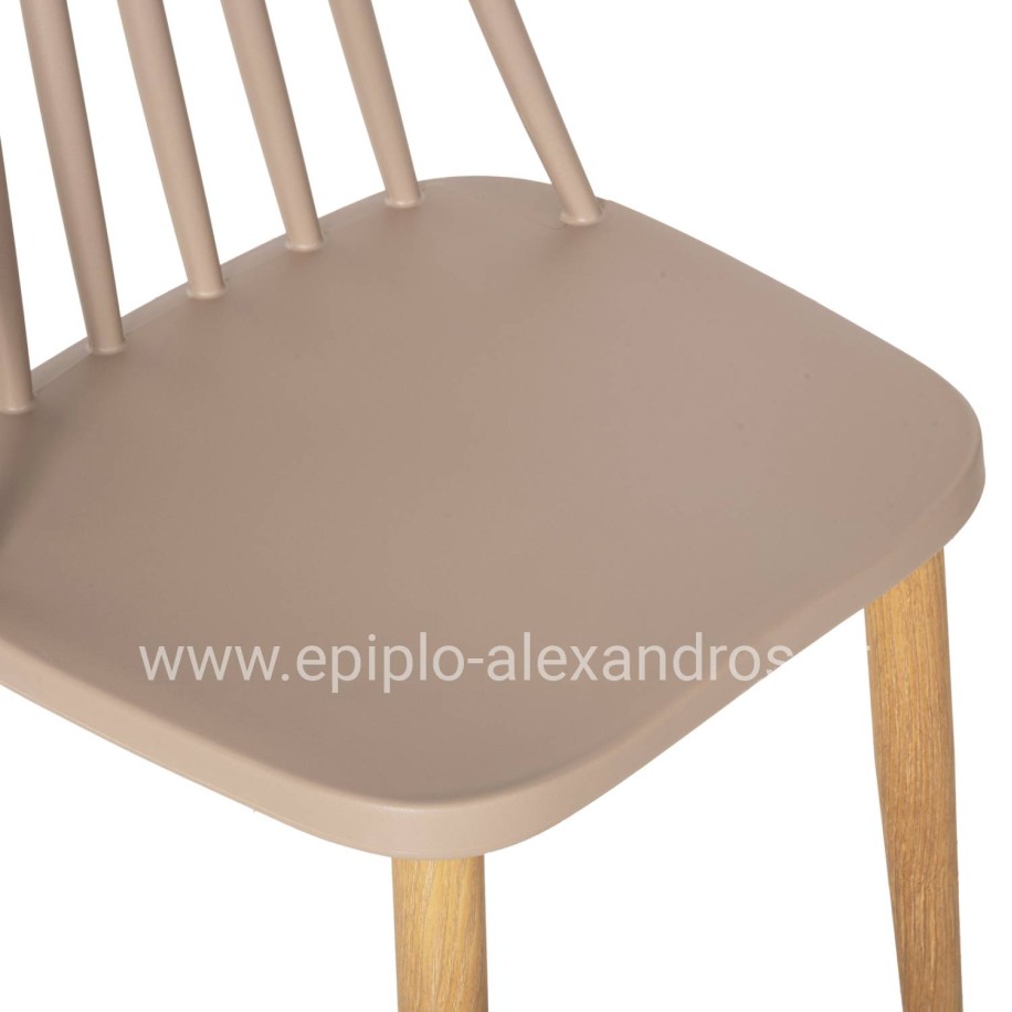 ΚΑΡΕΚΛΑ ΤΡΑΠΕΖΑΡΙΑΣ HM8052.25 VANESSA ΚΑΠΟΥΤΣΙΝΟ ΜΕ ΜΕΤΑΛΛΙΚΑ ΠΟΔΙΑ 42,5x44x81Υ εκ.