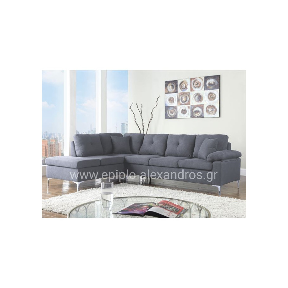 ΚΑΝΑΠΕΣ ΓΩΝΙΑ ΑΡΙΣΤΕΡΗ ZAILA HM3087L ΥΦΑΣΜΑ ΓΚΡΙ 282x197x90Υ εκ.