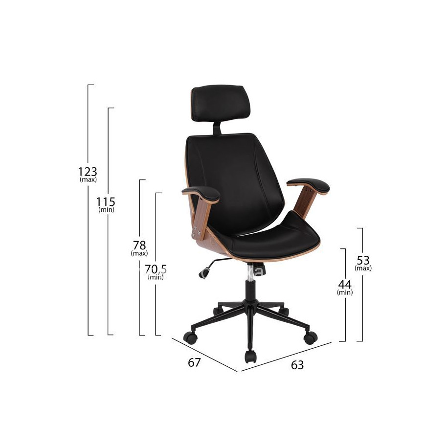 ΚΑΡΕΚΛΑ ΓΡΑΦΕΙΟΥ ΔΙΕΥΘΥΝΤΙΚΗ SUPERIOR PRO HM1109.01 ΚΑΡΥΔΙ-ΜΑΥΡO PU 63x67x123Yεκ.