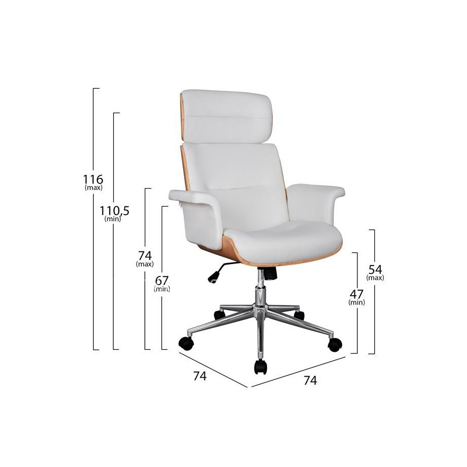 ΚΑΡΕΚΛΑ ΓΡΑΦΕΙΟΥ ΔΙΕΥΘΥΝΤΙΚΗ SUPERIOR PRO HM1108.02 SONAMA-ΛΕΥΚΟ PU 74x74x116Yεκ.