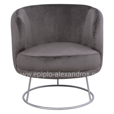 ΠΟΛΥΘΡΟΝΑ ARIEN ΓΚΡΙ ΒΕΛΟΥΔΟ ΜΕ ΑΣΗΜΙ ΒΑΣΗ HM8403.01 80x75x82Υ εκ.