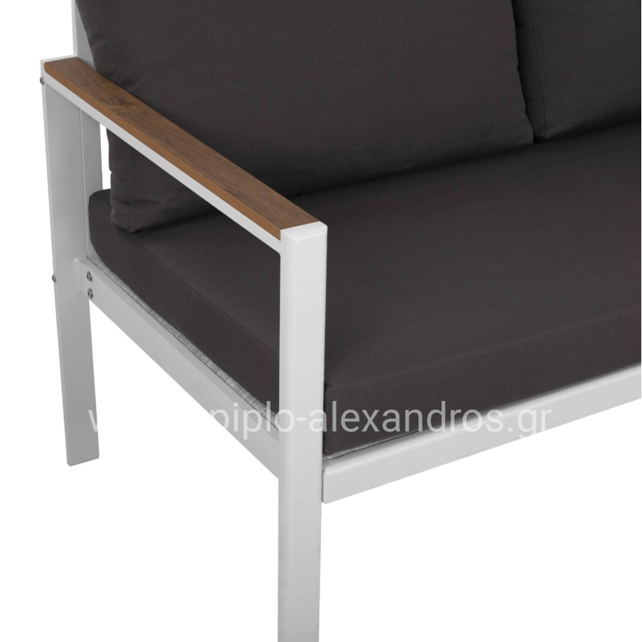 ΚΑΝΑΠΕΣ 2-ΘΕΣΙΟΣ SAFIYA HM5523.01 ΑΛΟΥΜΙΝΙΟ ΛΕΥΚΟ-ΑΝΘΡΑΚΙ ΜΑΞΙΛΑΡΙΑ 144x70x85Υεκ