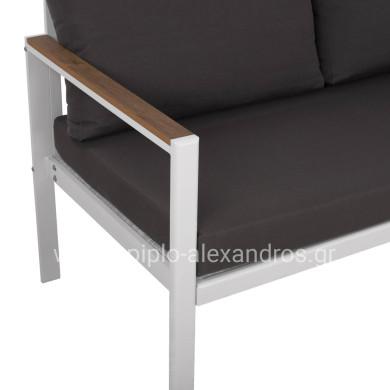 ΚΑΝΑΠΕΣ 2-ΘΕΣΙΟΣ SAFIYA HM5523.01 ΑΛΟΥΜΙΝΙΟ ΛΕΥΚΟ-ΑΝΘΡΑΚΙ ΜΑΞΙΛΑΡΙΑ 144x70x85Υεκ