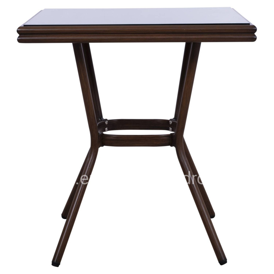 ΤΡΑΠΕΖΙ ΑΛΟΥΜΙΝΙΟΥ HARLOW 70X70X76  BAMBOO LOOK HM5568.03 ΚΑΦΕ ΜΕ ΓΥΑΛΙ