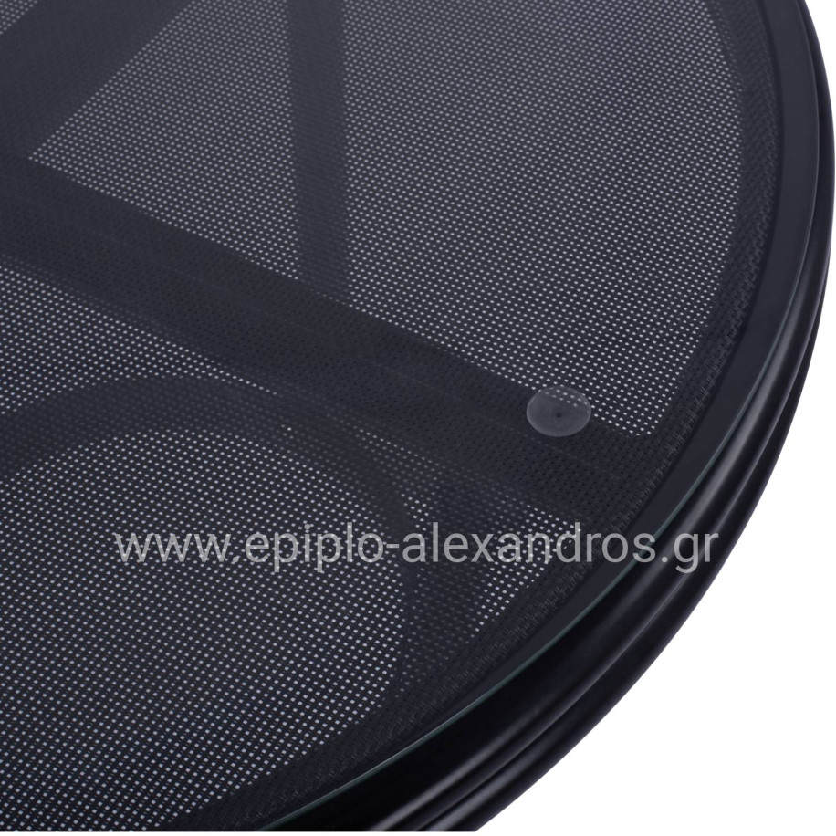 ΤΡΑΠΕΖΙ ΑΛΟΥΜΙΝΙΟΥ MOSES Φ70 BAMBOO LOOK HM5532.02 ΜΑΥΡΟ ΜΕ ΓΥΑΛΙ Φ70X76 εκ