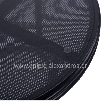 ΤΡΑΠΕΖΙ ΑΛΟΥΜΙΝΙΟΥ MOSES Φ70 BAMBOO LOOK HM5532.02 ΜΑΥΡΟ ΜΕ ΓΥΑΛΙ Φ70X76 εκ