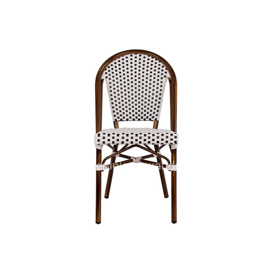 ΚΑΡΕΚΛΑ BISTRO ΑΛΟΥΜΙΝΙΟΥ BAMBOO LOOK ΜΕ ΛΕΥΚΟ-ΜΑΥΡΟ RATTAN HM5566.01 45x54x90Υεκ.