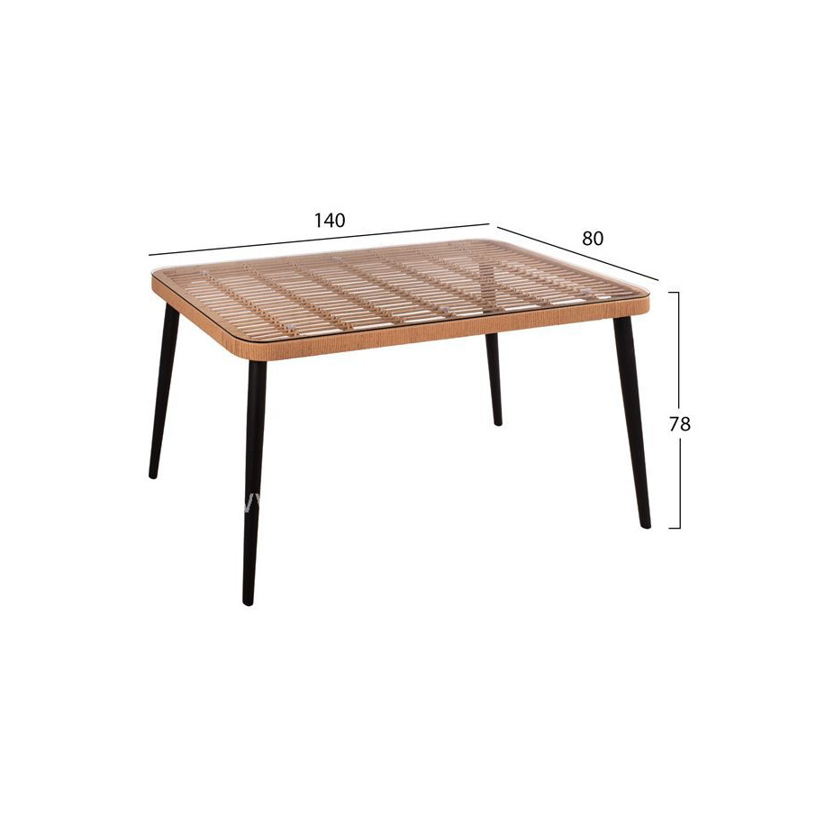 ΣΕΤ 5ΤΜΧ ALLEGRA WICKER ΜΕ ΤΡΑΠΕΖΙ 140X80Χ78Υ ΜΠΕΖ & ΜΑΥΡΟ ΧΡΩΜΑ HM10508
