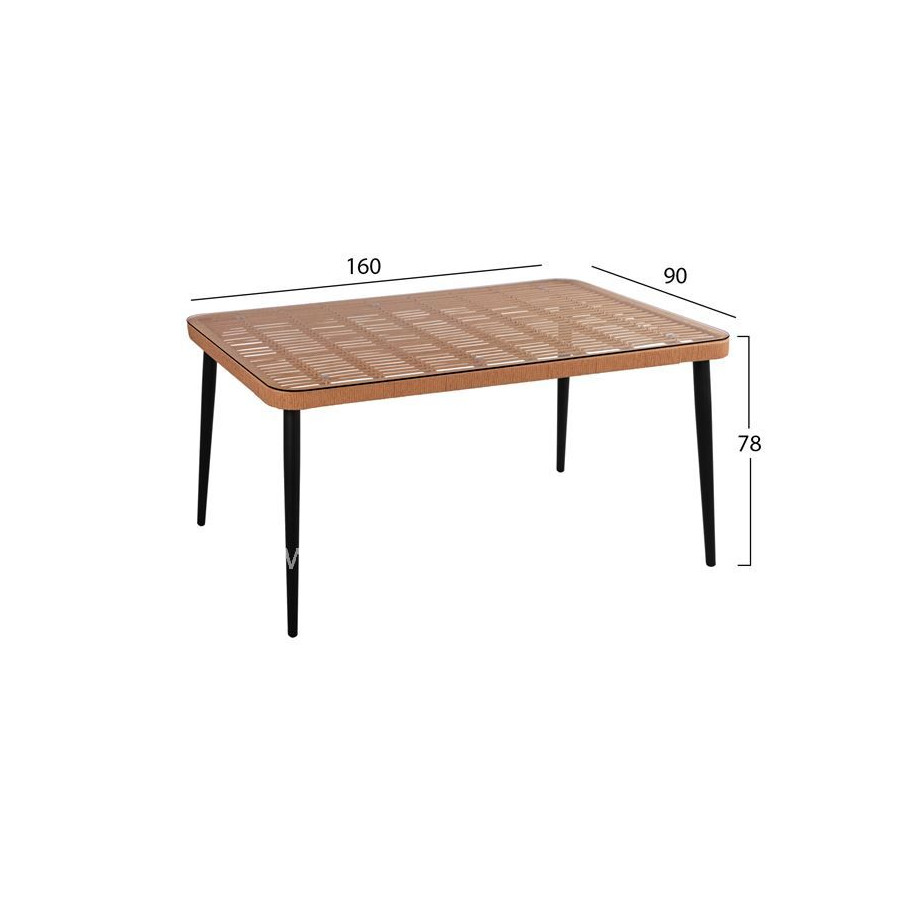 ΣΕΤ 7ΤΜΧ ALLEGRA WICKER ΜΕ ΤΡΑΠΕΖΙ 160X90X78Υ ΜΠΕΖ & ΜΑΥΡΟ ΧΡΩΜΑ HM10496