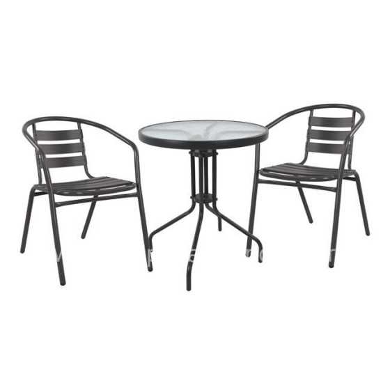 ΣΕΤ 3ΤΜΧ ΜΕ ΤΡΑΠΕΖΙ LIMA Φ60Χ70Υ & ΠΟΛΥΘΡΟΝΕΣ LAURA ΓΚΡΙ ΧΡΩΜΑ HM10467