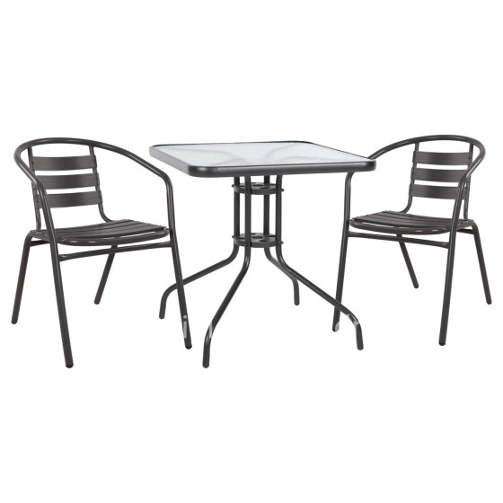 ΣΕΤ 3ΤΜΧ ΜΕ ΤΡΑΠΕΖΙ FIGO 70Χ70Χ72Υ & ΠΟΛΥΘΡΟΝΕΣ LAURA ΓΚΡΙ ΧΡΩΜΑ HM10469