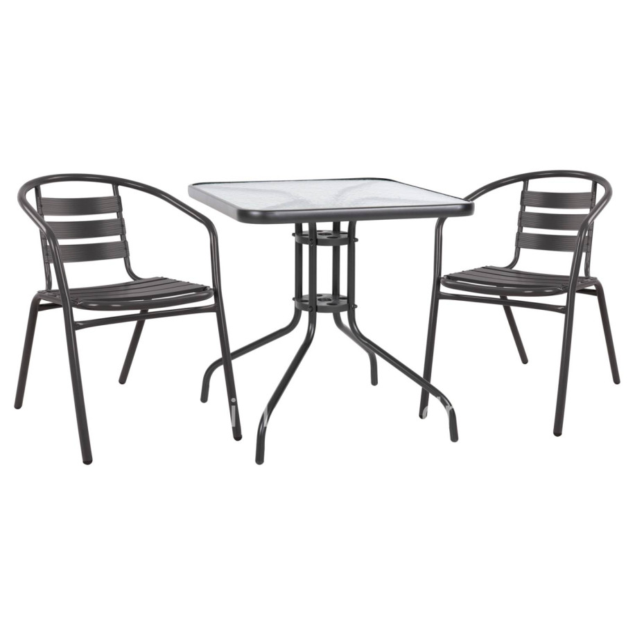 ΣΕΤ 3ΤΜΧ ΜΕ ΤΡΑΠΕΖΙ FIGO 70Χ70Χ72Υ & ΠΟΛΥΘΡΟΝΕΣ LAURA ΓΚΡΙ ΧΡΩΜΑ HM10469