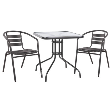 ΣΕΤ 3ΤΜΧ ΜΕ ΤΡΑΠΕΖΙ FIGO 70Χ70Χ72Υ & ΠΟΛΥΘΡΟΝΕΣ LAURA ΓΚΡΙ ΧΡΩΜΑ HM10469