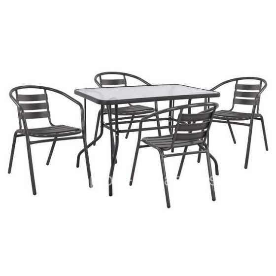 ΣΕΤ 5ΤΜΧ ΜΕ ΤΡΑΠΕΖΙ ADAM 110Χ60Χ71Υ & ΠΟΛΥΘΡΟΝΕΣ LAURA ΓΚΡΙ ΧΡΩΜΑ HM10472