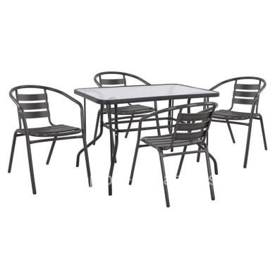 ΣΕΤ 5ΤΜΧ ΜΕ ΤΡΑΠΕΖΙ ADAM 110Χ60Χ71Υ & ΠΟΛΥΘΡΟΝΕΣ LAURA ΓΚΡΙ ΧΡΩΜΑ HM10472