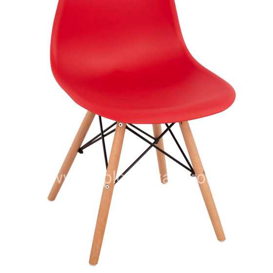 Chair with wooden legs and seat Twist PP Red HM8460.04 46x50x82 cm