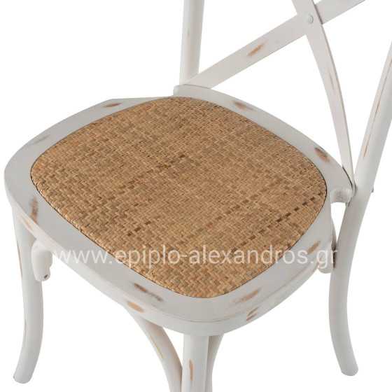 Chair Owen Stackable Wooden from Beech wood White Wash Color with crossed back HM8575.04 45x55,5x90 cm